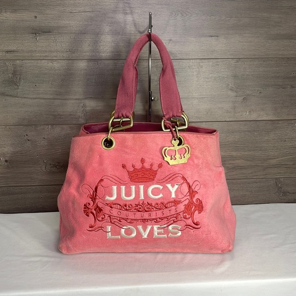 Juicy Couture Handbags - Juicy Couturists Loves XL Pink Plush Terry Velour Tote